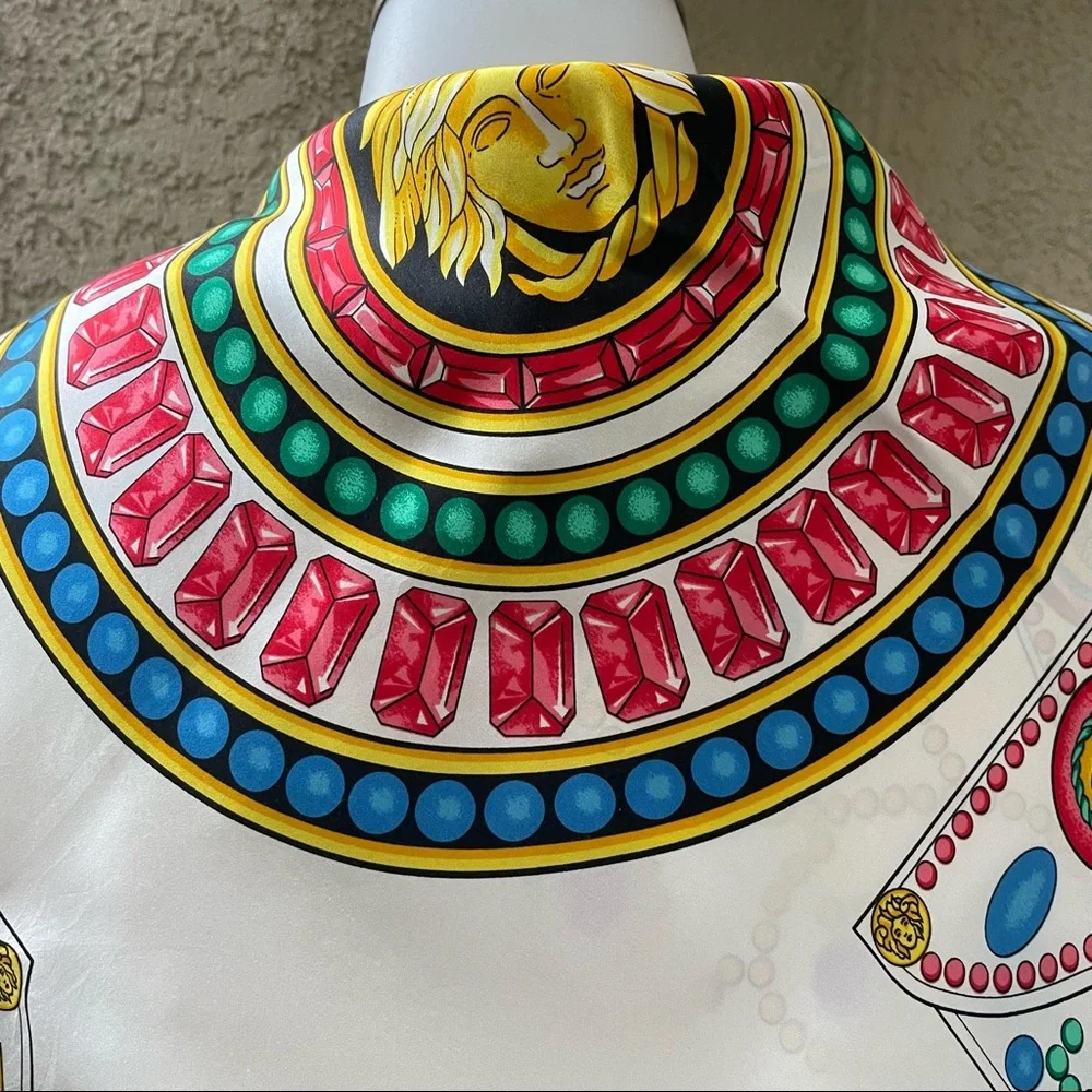 Vintage large multicolored Versace silk scarf